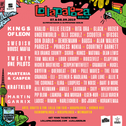 Kompletny line up Lollapaloozy Berlin 2019