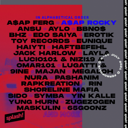 23. splash! 2021: A$AP Rocky, Jack Harlow, Shorelina Mafia i Haftbefehl w Ferropolis!